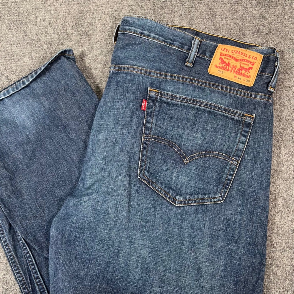 Levi's 569 Loose Straight Jeans Mens 44x32 Denim Medium Wash Blue Baggy Skater